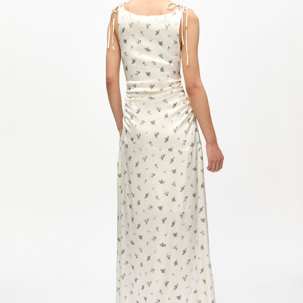 Ganni White Satin Gathered Dress - Size 38/US 6, $495 usd - Picture 2 of 13